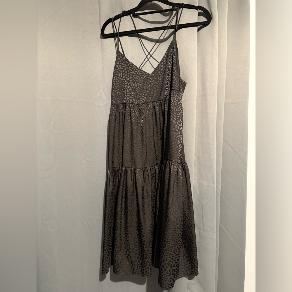 Rebecca Minkoff Gray and Black Tiered Ruffled Dress